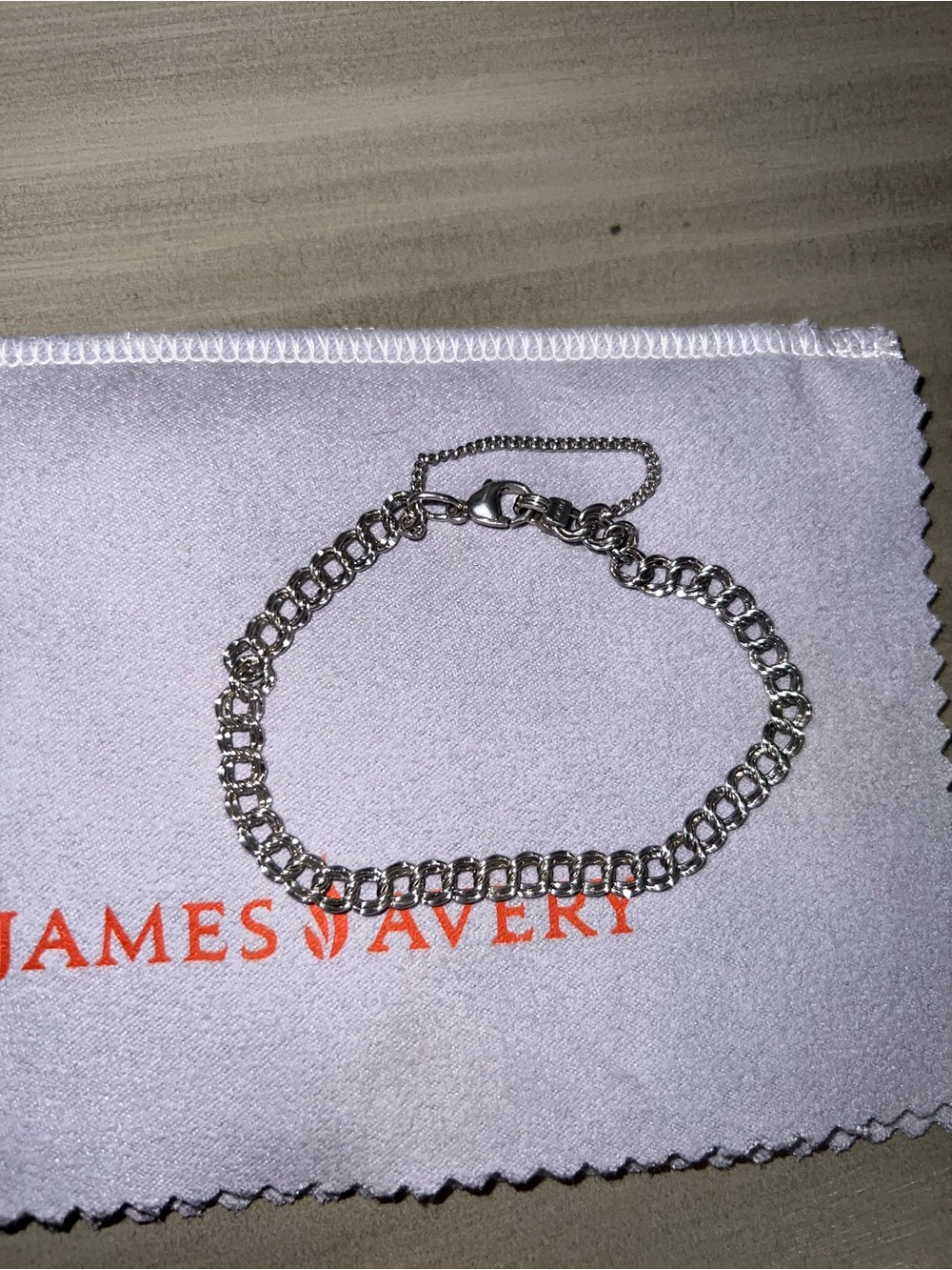 James Avery Silver Light Double Curb Charm Bracelet
